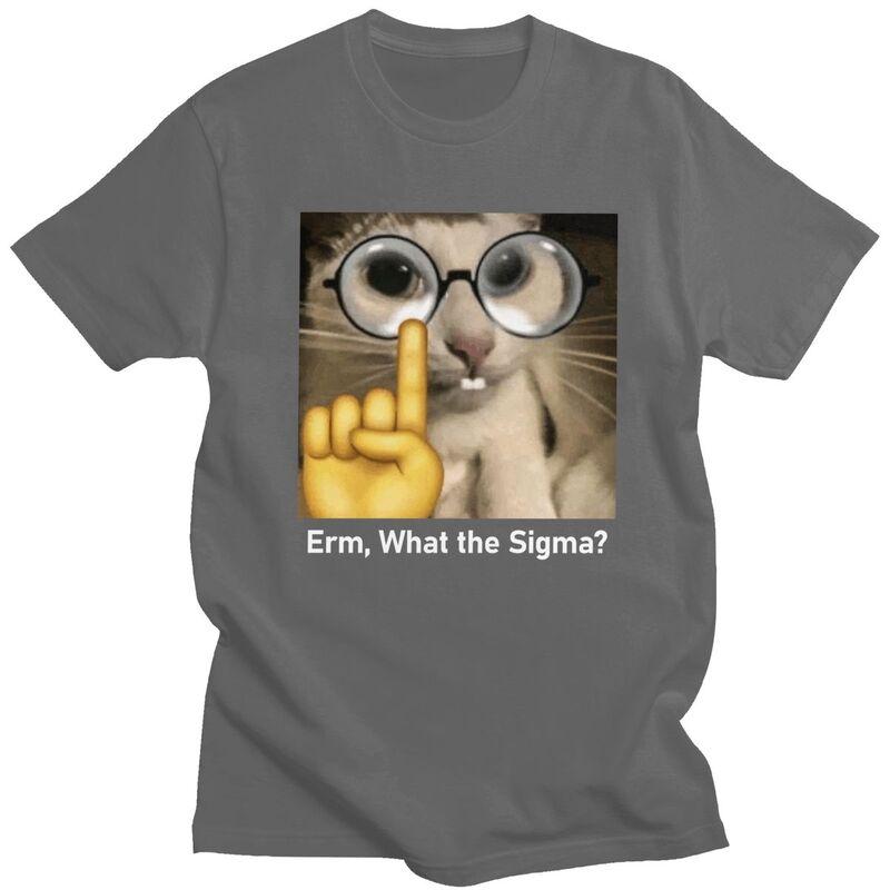 Custom Male What The Sigma Cat Meme T Shirts ShortSleeve Cotton Tshirt Leisure Humor Sarcastic Quote Tee Clothes