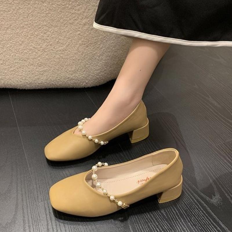 Fashion Spring new shallow mouth thick heel square toe single shoe casual versatile simple comfortable women's shoes