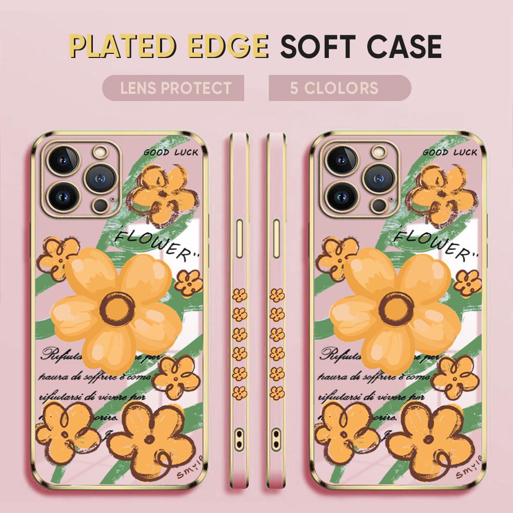 Husă pentru telefon mobilă cu flori portocalii pentru iPhone 11 13 15 Samsung Galaxy A52 Xiaomi Redmi 12C Note 10 Pro Oneplus Huse moale pentru smartphone