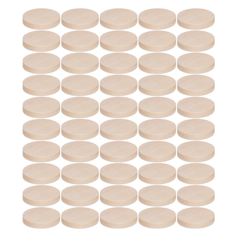 50PCS Round Wooden Circles Unfinished Surface 1.2 Inch Diameter Wood Slices 5mm Thick Wood Wood Cutouts Wood Carving