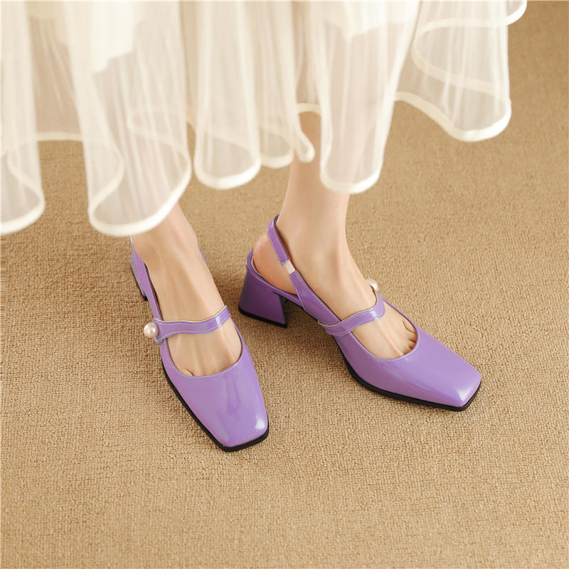 Women's high-heeled sandals spring and summer new simple and comfortable thick heel large size light mouth bag head sandals