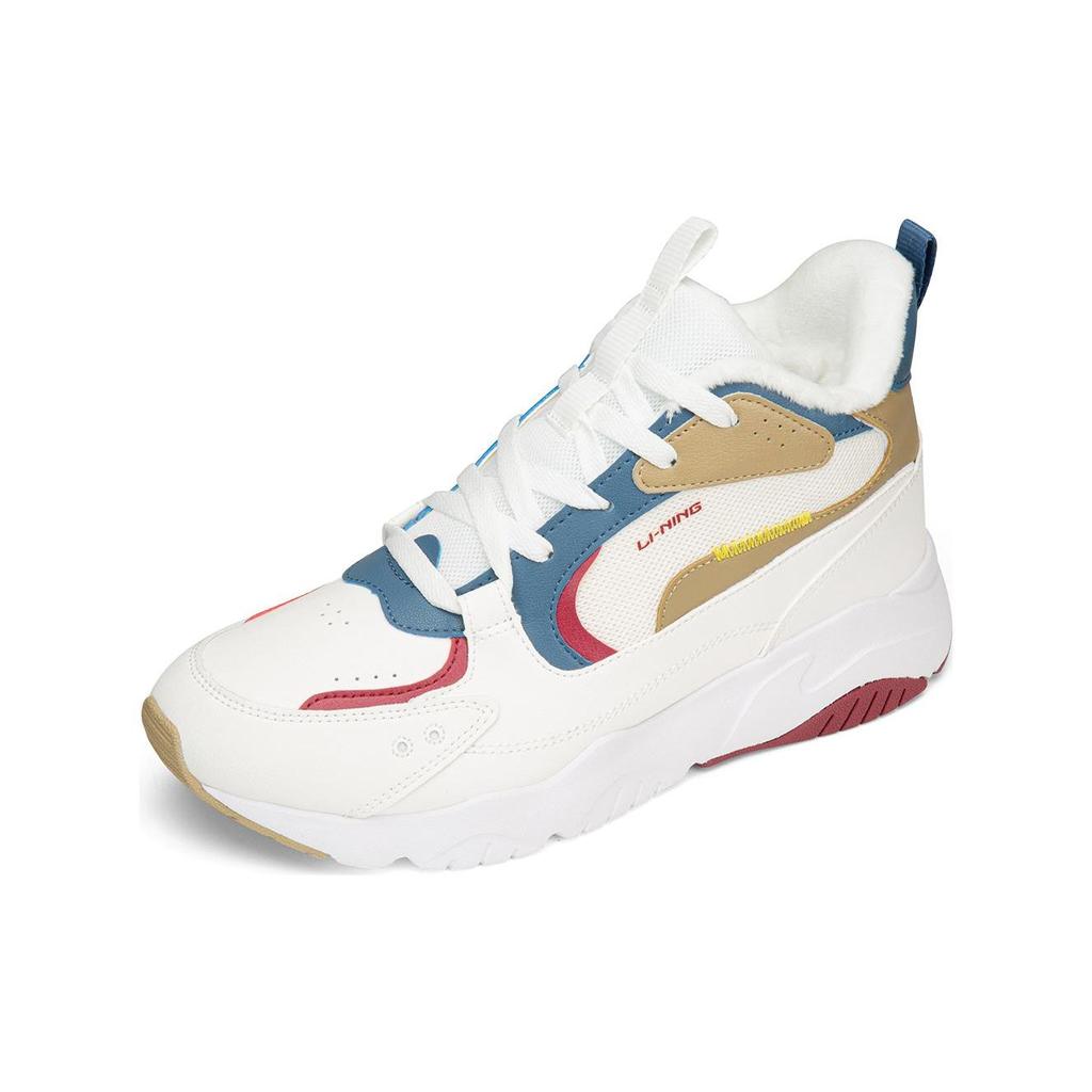Li-Ning Fleece Lined Non-Slip Wear-Resistant Warm Mid-Top Sports Casual Shoes Men Sneakers Cloud-White AGLS209-1