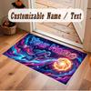 Space Cosmic Theme Crystal Velvet Floor Rug Personalized Custom Name Text Warm Carpet Home Decoration