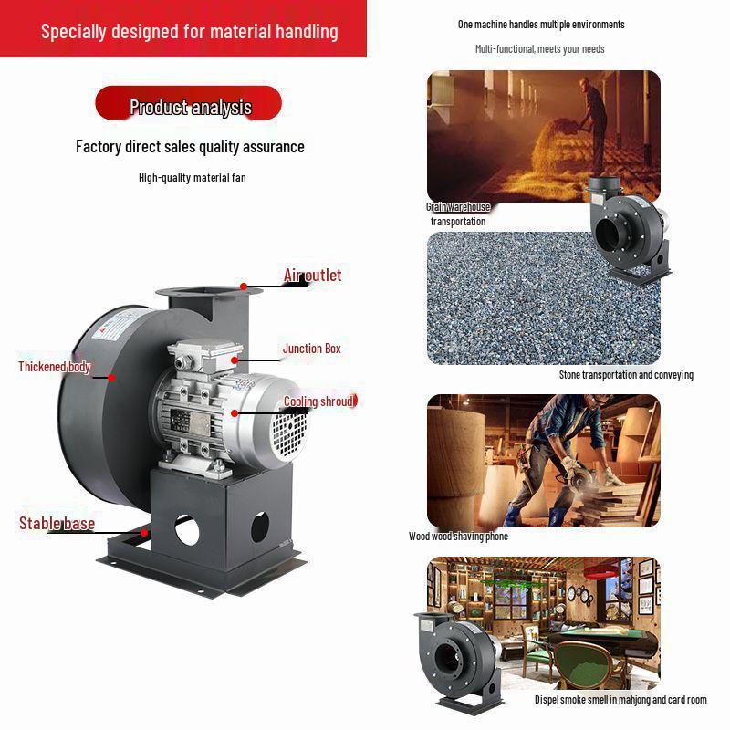 Silent High-Temperature Dust Extraction Fan for Woodworking and Construction