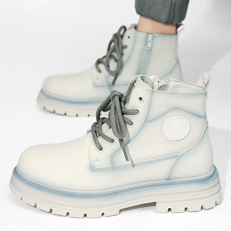 

Мужские ботильоны из натуральной кожи, короткие ботинки в стиле ретро, ботинки в стиле рабочей одежды, повседневная обувь 46 белый