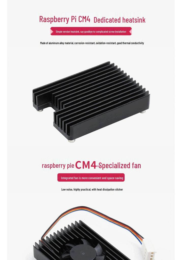 Raspberry Pi CM4 Aluminum Alloy Fan Heatsink with PWM Control and Thermal Paste