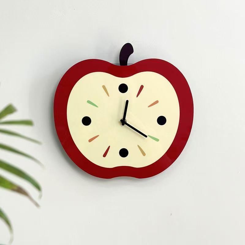 New Creative Apple Wall Clock Home Decoration Clock Desktop Ornaments Silent Punch-free Wall Hanging Clock Stand Clock