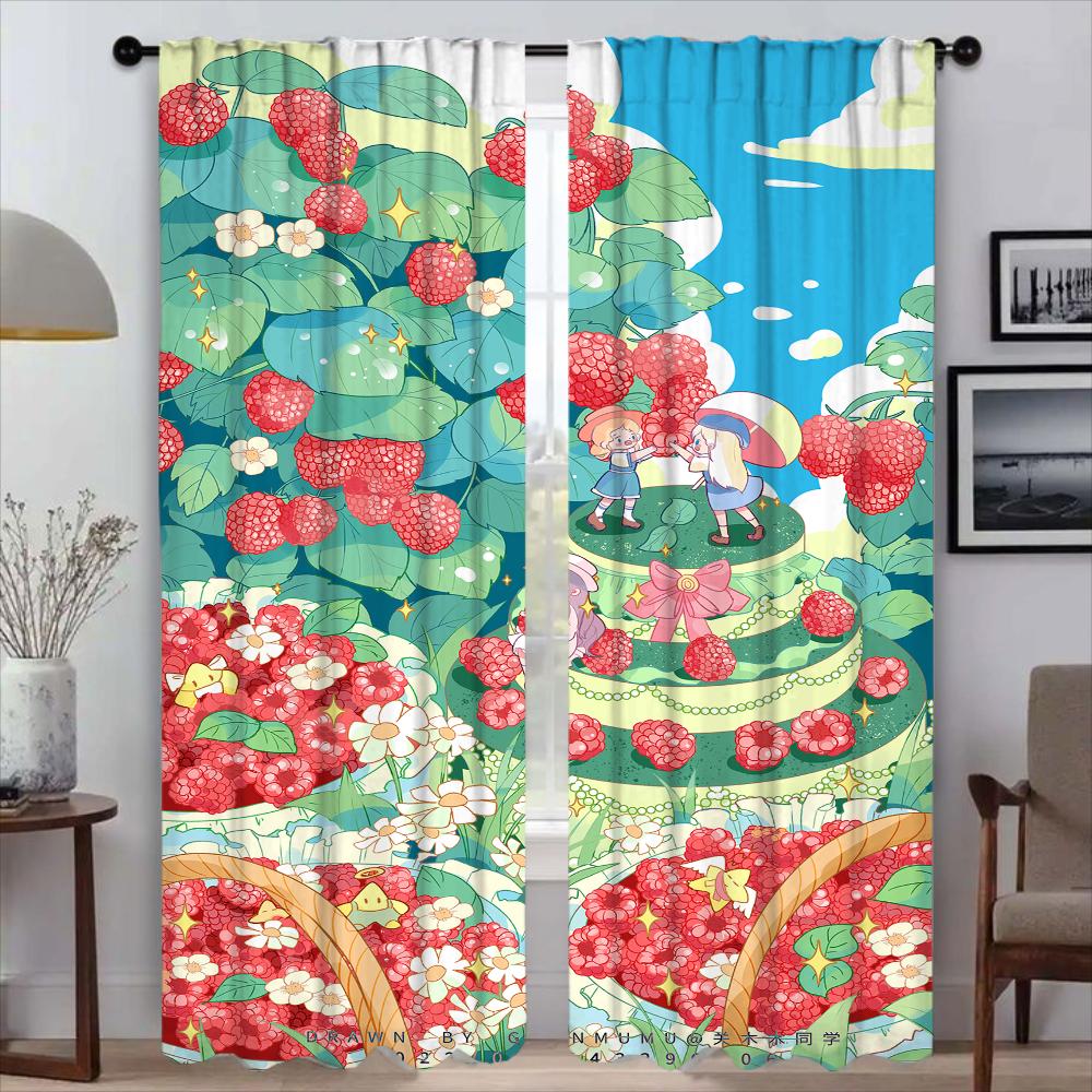 Cute Girl Blackout Curtains for Living Room Shades Home Interior Curtains 2 Pieces Tulle for Bedroom Window Curtain Partition