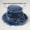 Vintage Distressed Denim Bucket Hat - Wide Brim Sun Protection, Frayed Edge Design, All-Season Outdoor Beach Hat
