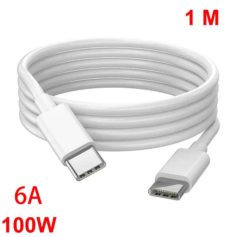

Кабель 100 Вт від USB типу C до USB C USB-C PD QC 4.0 Швидкий зарядний кабель для зарядного пристрою для iPhone 16 Samsung Xiaomi Type-C USBC-кабель 1M білий