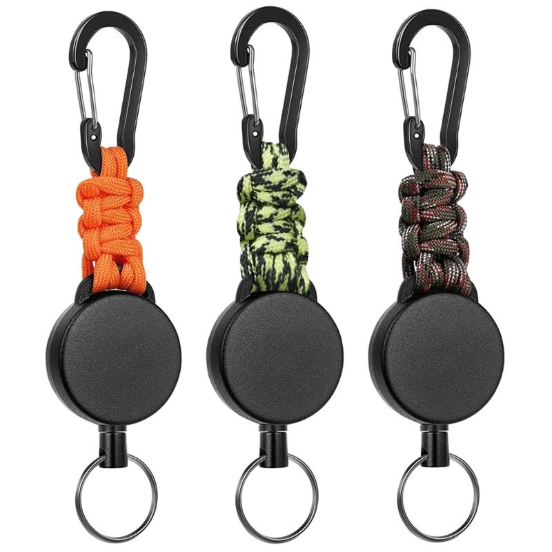 Retractable Keychain, IDs Badge Reel Retractable Badge Holder Steel Cord Keyring
