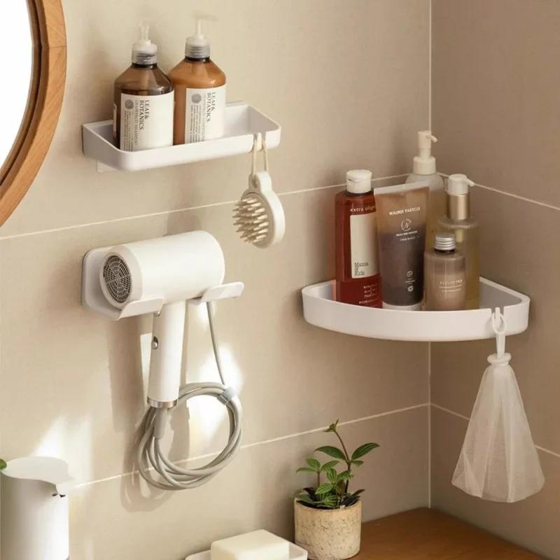 Hair Dryer Holder Wall Mounted Hair Straightener Dryer Hair Stand Bathroom Organizer Shelves Washroom Organization Shelves
