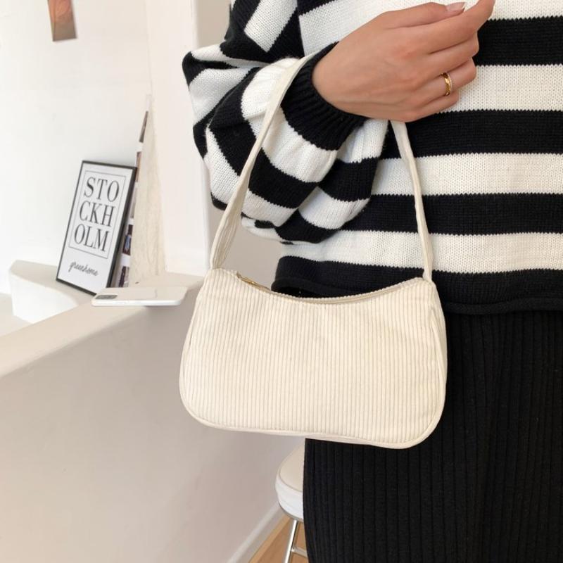 1Pcs  Underarm Bag Solid Color Simple Corduroy Bag Women'S Spring/Summer  Western Style Shoulder Small Square Bag
