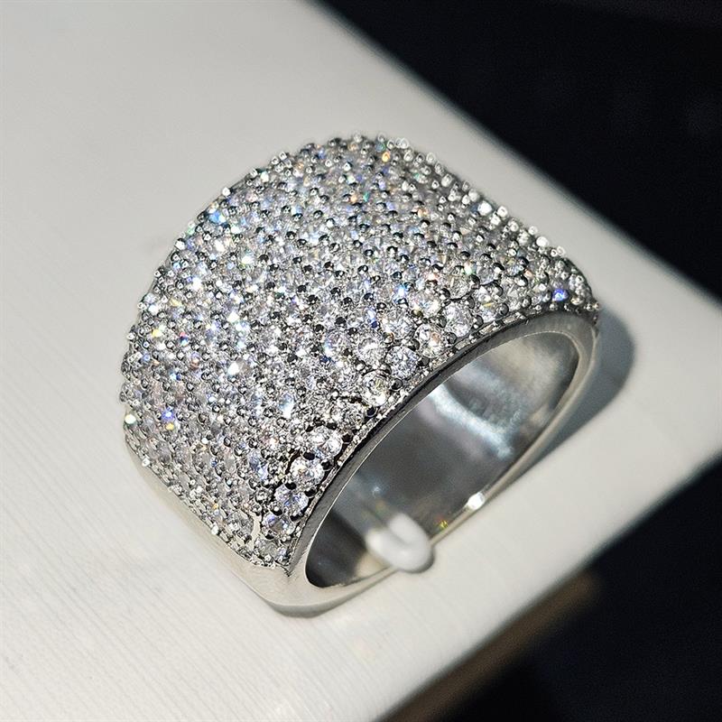 Huitan CopperColor Women Ring Full Sparkling Cubic Zirconia Fashion Versatile Wedding Party Elegant Accessories Lady Jewelry