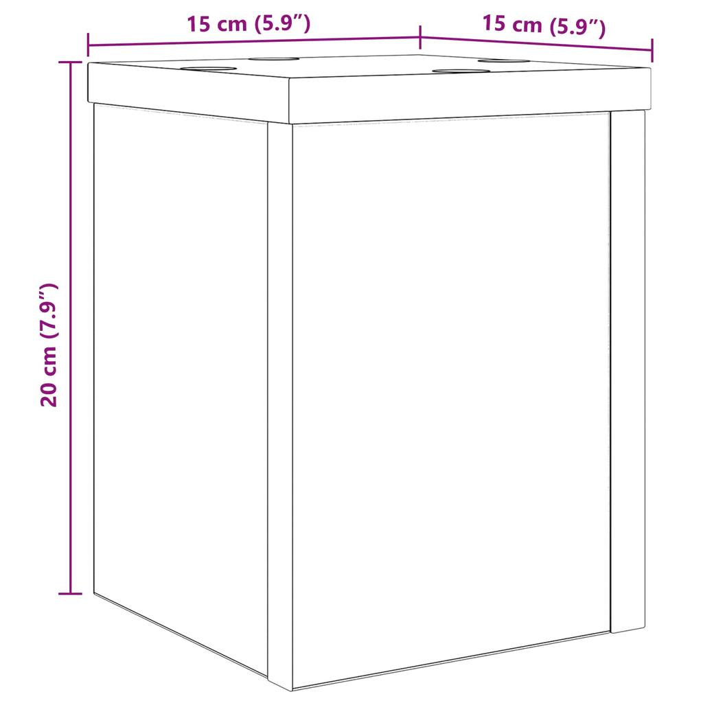 Plant Stand 2 pcs Black Oak Effect 15 x 15 x 20 cm