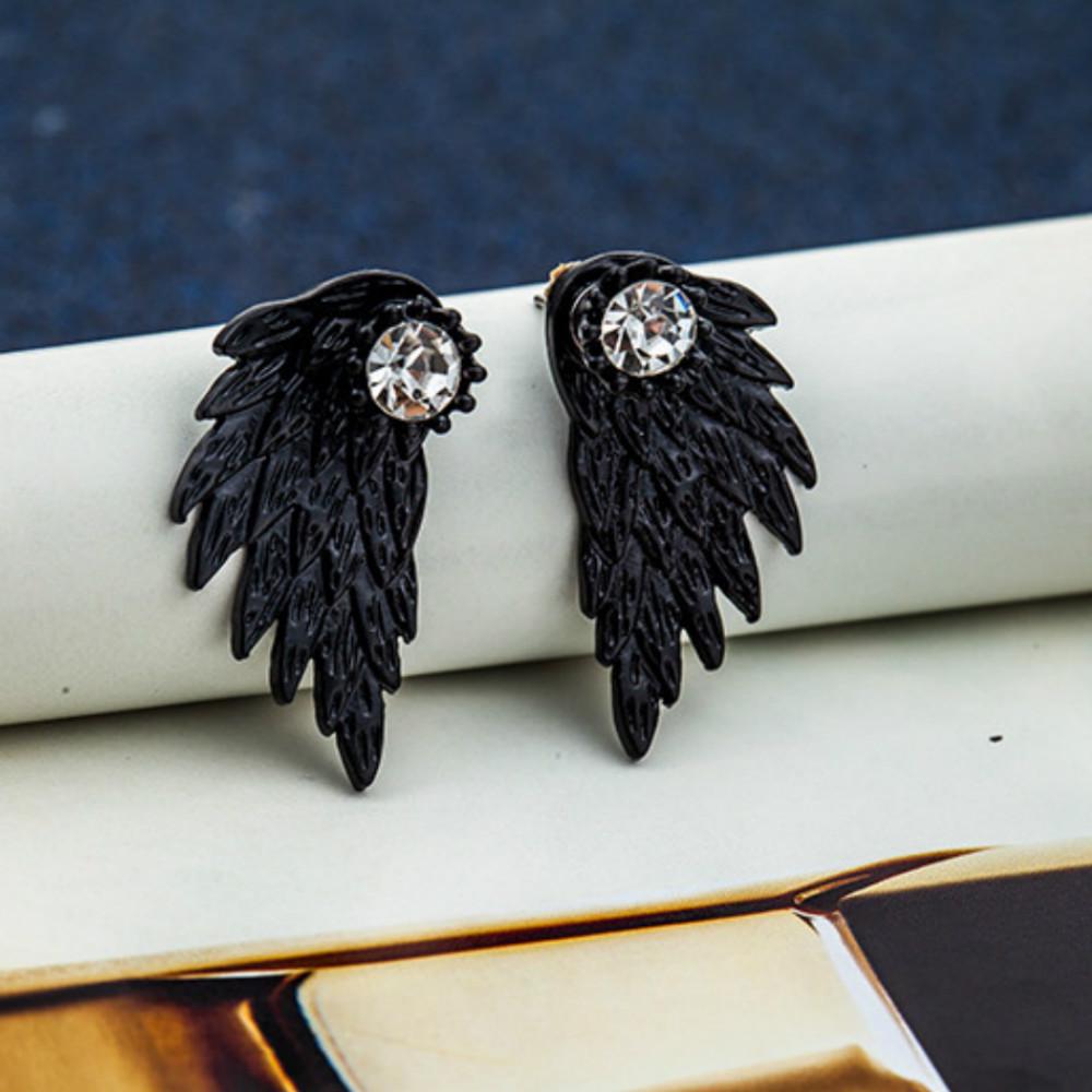 Винтажные серьги-пусеты в виде крыльев ангела, серьги-пусеты в виде перьев чёрный