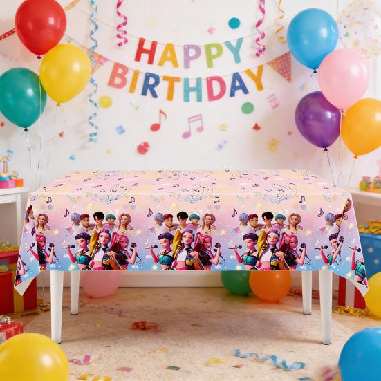 Birthday Party Decoration Kit K-Pop Themed Garland Tablecloth Paper Plates Napkins Eco-Friendly Disposable Tableware Easy Clean-Up Party Supplies