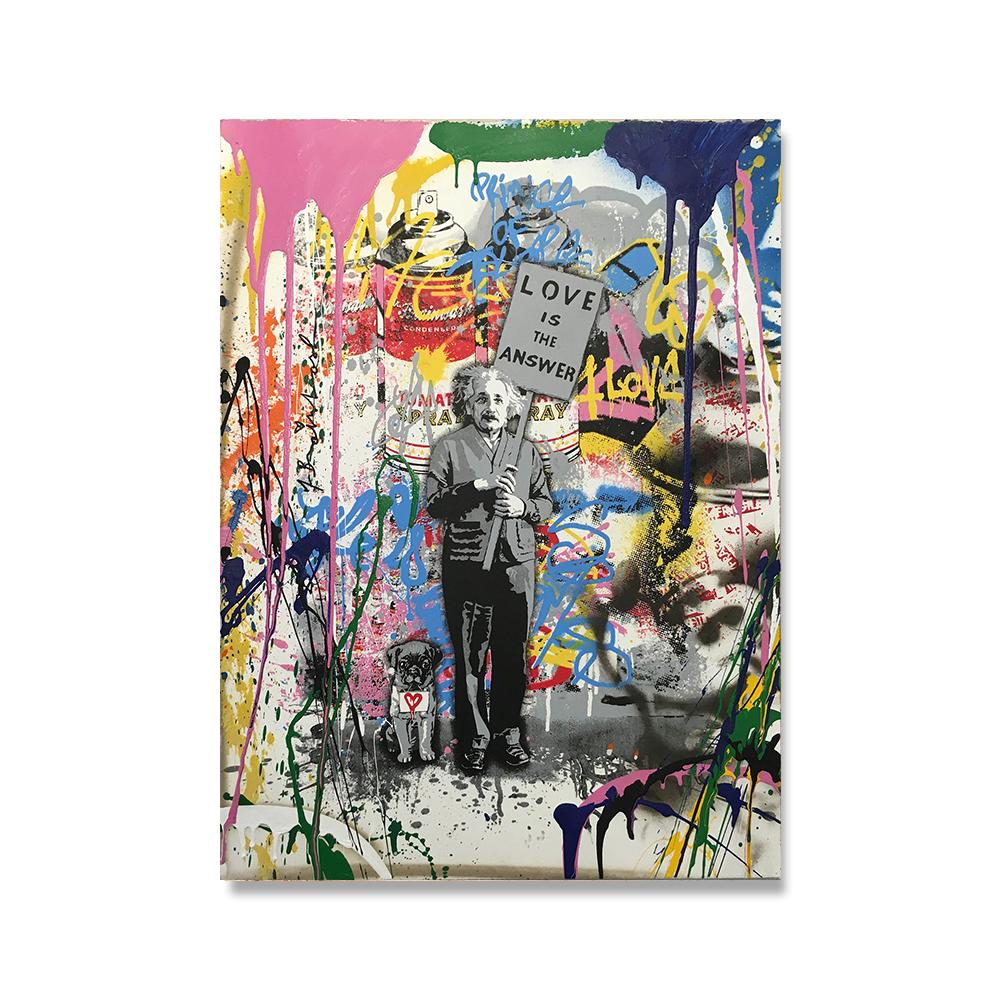 Love is The Answer Art Canvas Posters and Prints Funny Graffiti Street Art Wall Pictures for Modern Home Room Decoration Cuadros