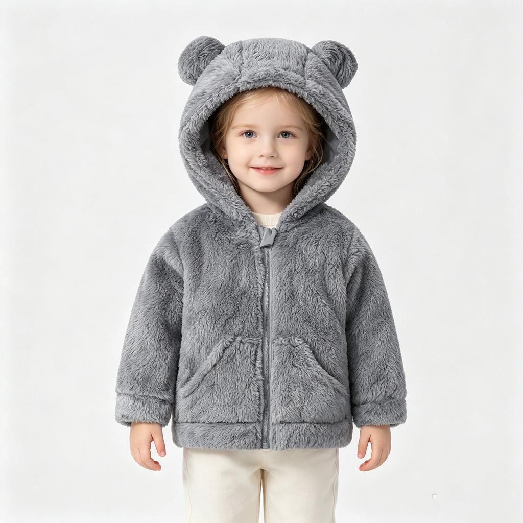 Girls Zip-Up Hooded Sweatshirt Long Sleeve Color Casual Top