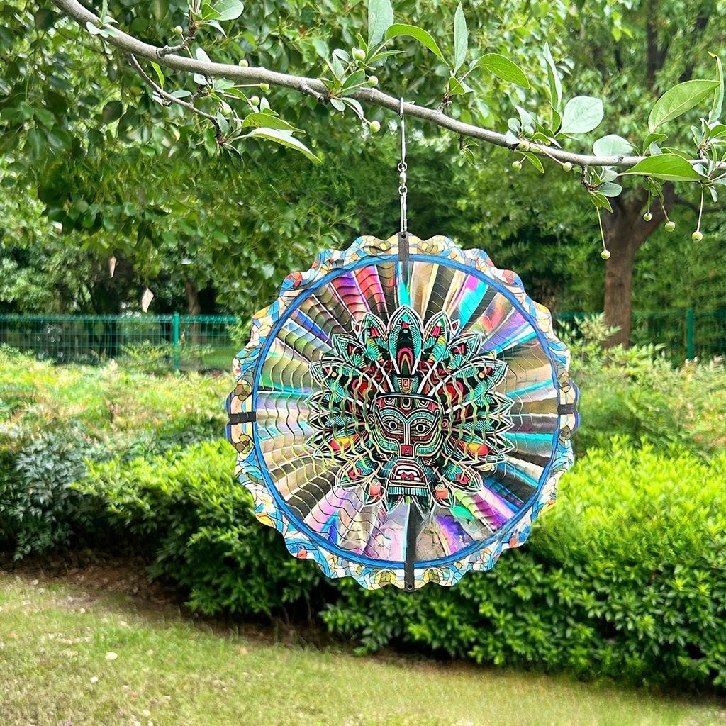 Mandala Wind Spinners for Yard and Garden 3D Steel Hanging Spinner for Outdoor Indoor 360 Degree Swivel Spinner