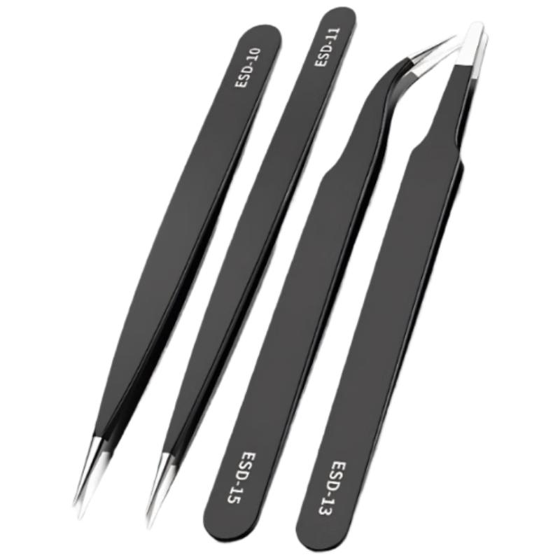Honggong 4-Piece Stainless Steel Tweezer Set