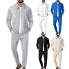 Men's Autumn Waffle-Textured Lapel Cardigan & Pants Set with Zipper Pockets