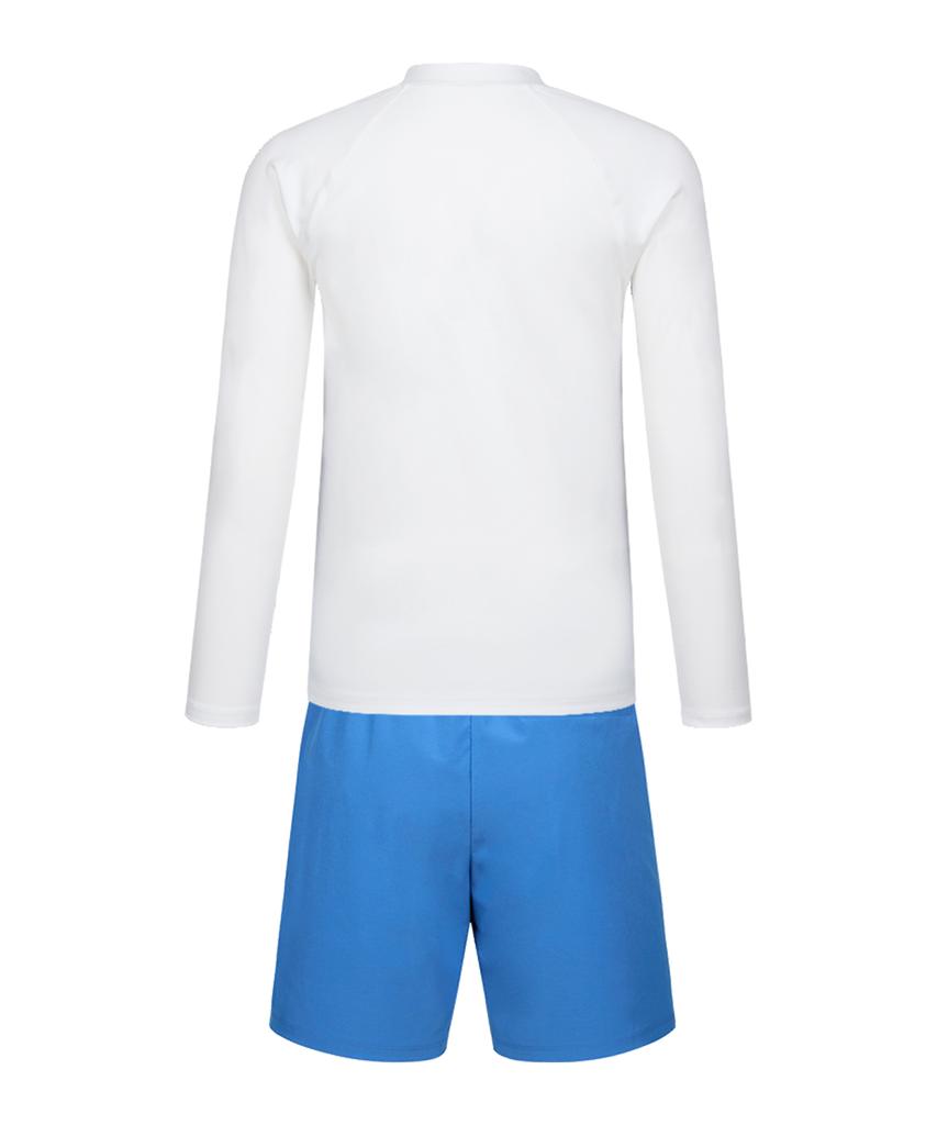 Lenomasuyeongbog Men'S Color Block Relaxed Fit Zip-Up Rash Guard Set White Rn-Ms2G923-Wh