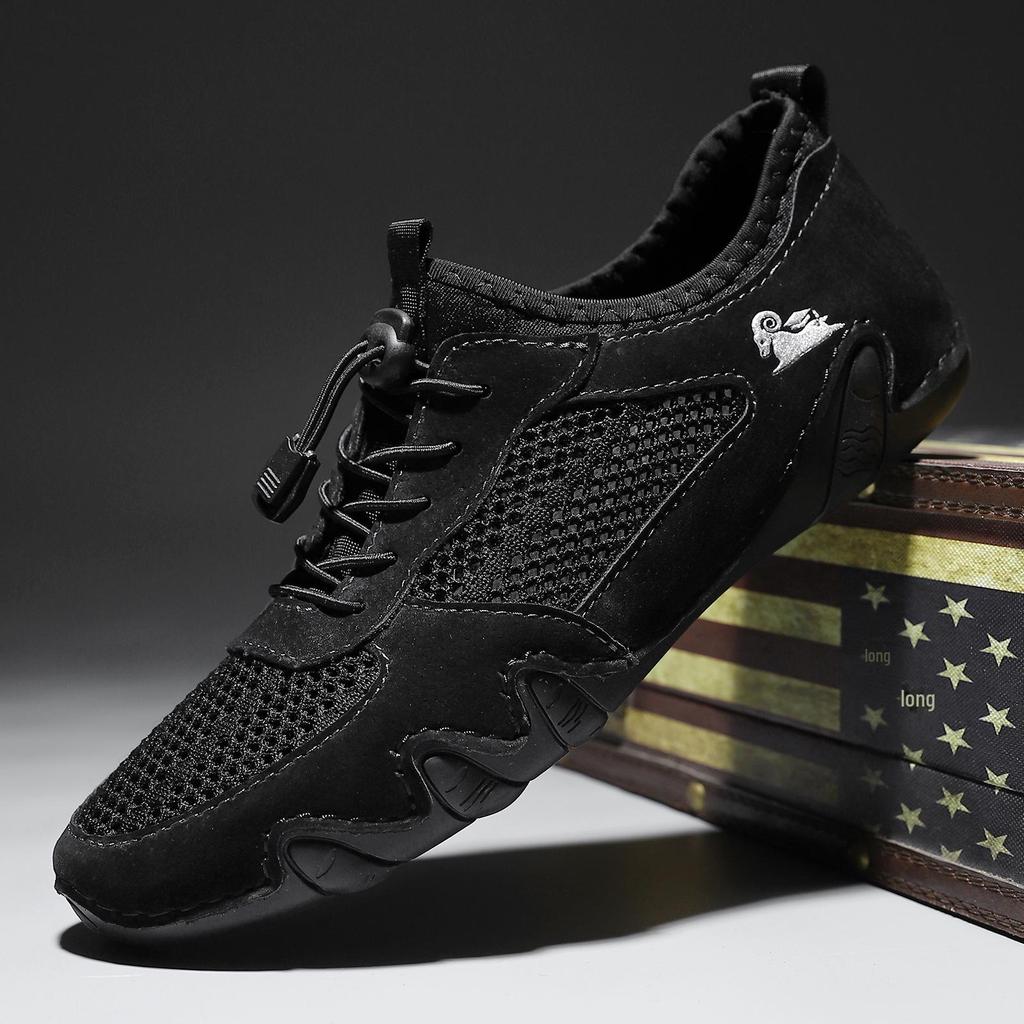 Men's Summer Mesh Leather Casual Sports Shoes - Octopus Lazy Design, Large Size