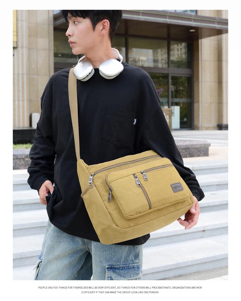 Męska płócienna torba crossbody - Wielowarstwowa, o dużej pojemności, wszechstronna, codzienna biznesowa i sportowa torba na ramię.