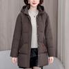 Plus Size XL-5XL Middle Age Woman Winter Long Coats Hooded Elegant Loose Thick Warm Embroidery Parkas Female Jacket