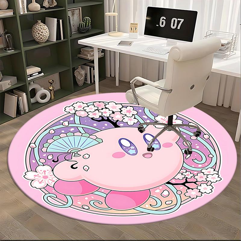 Chibi Kirby Chair Mat   Round Carpet for Home Decor, Office Use, Gift Idea   Suitable for Bedroom, Living Room, s0288b