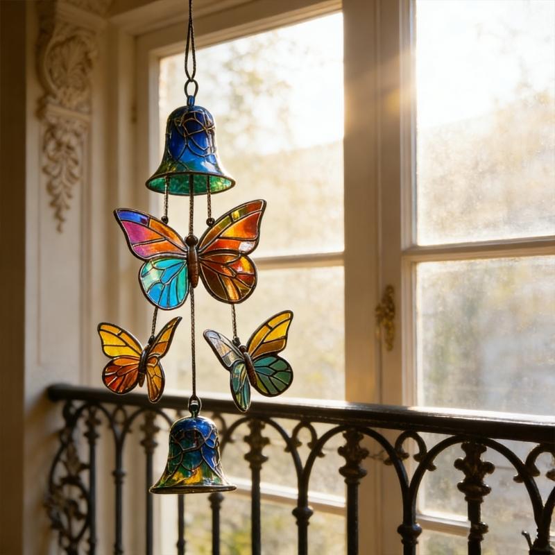 Butterfly Wind Chimes Producing Clear Tone for Balconies and Garden Creating a Peaceful Artistic Iron Design