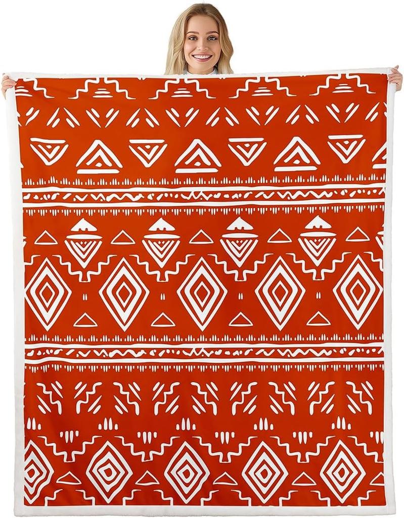 Navajo Pattern Blanket Tribal Design Fleece Throw Southwestern Decor Geometric Print Cozy Home Textile