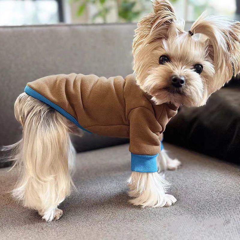 

Осенне-зимний бархатный свитер для питомца, терможилет, термоутепленный, одежда для маленькой собаки йоркширского терьера, комплект из двух предметов XL bust 50cm about 10-6.5 kg