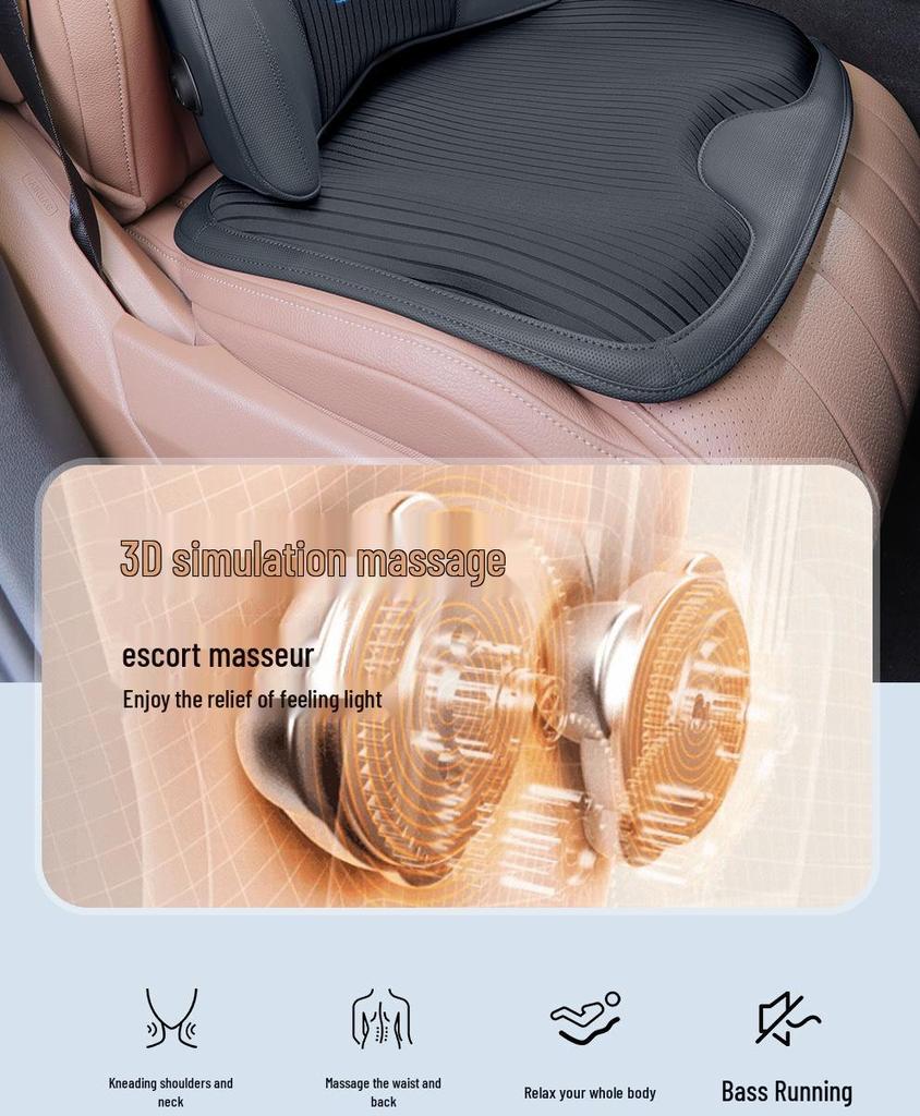 Electric Massage Lumbar Support Pillow - Memory Foam Car Seat Cushion with Remote Control.