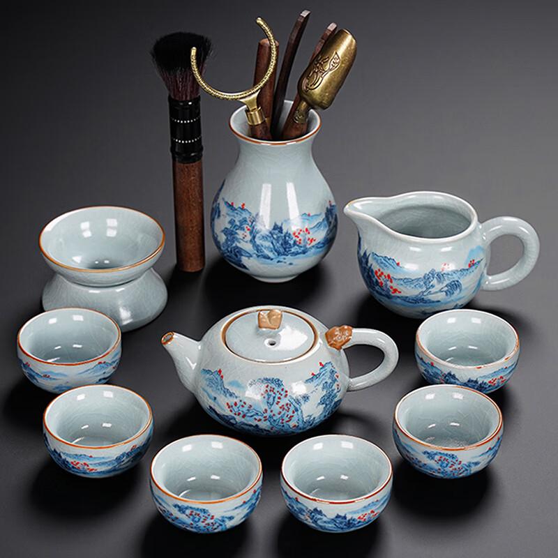Lainuo Ru Kiln Sky-Blue 10-Piece Tea Set