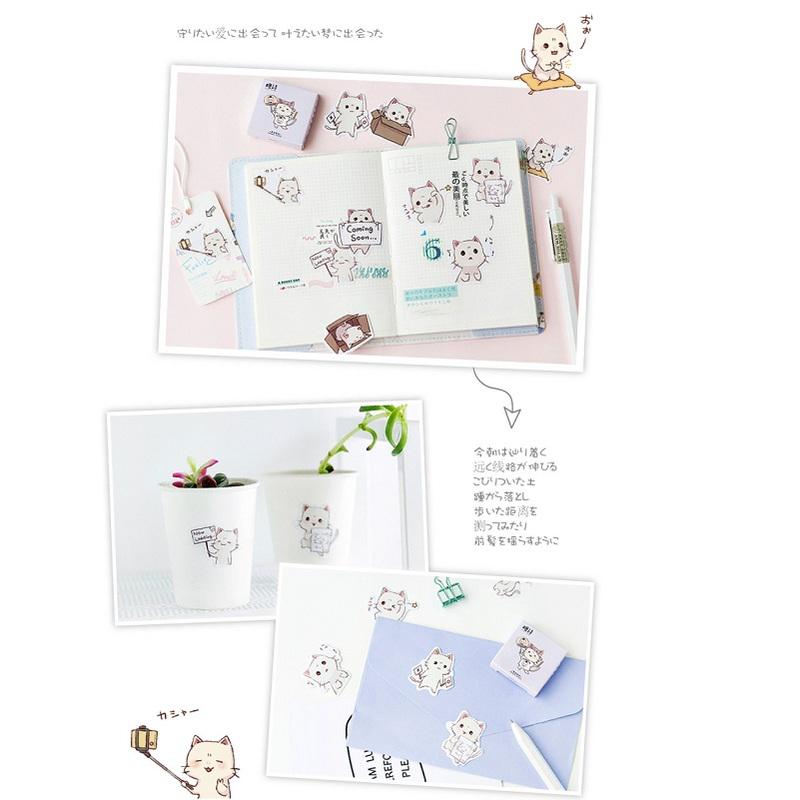 45 sztuk/paczka Kawaii naklejki DIY Cute Cartoon piękny kot naklejka do dekoracji pamiętnika