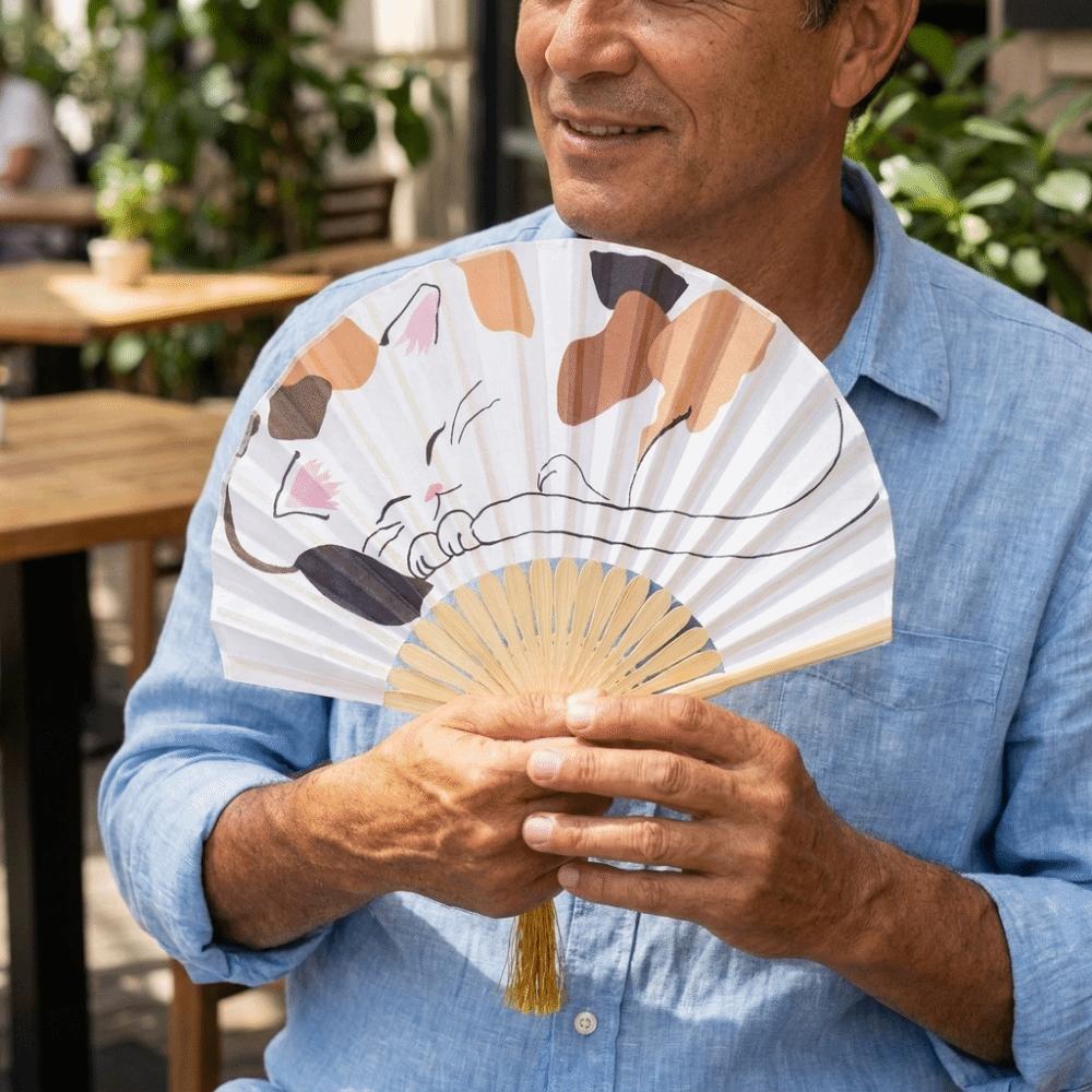 Portable Retro Folding Fan Shell Shape Japanese Style Decorative Fan with Tassels Cartoon Handmade Fan Daily Use