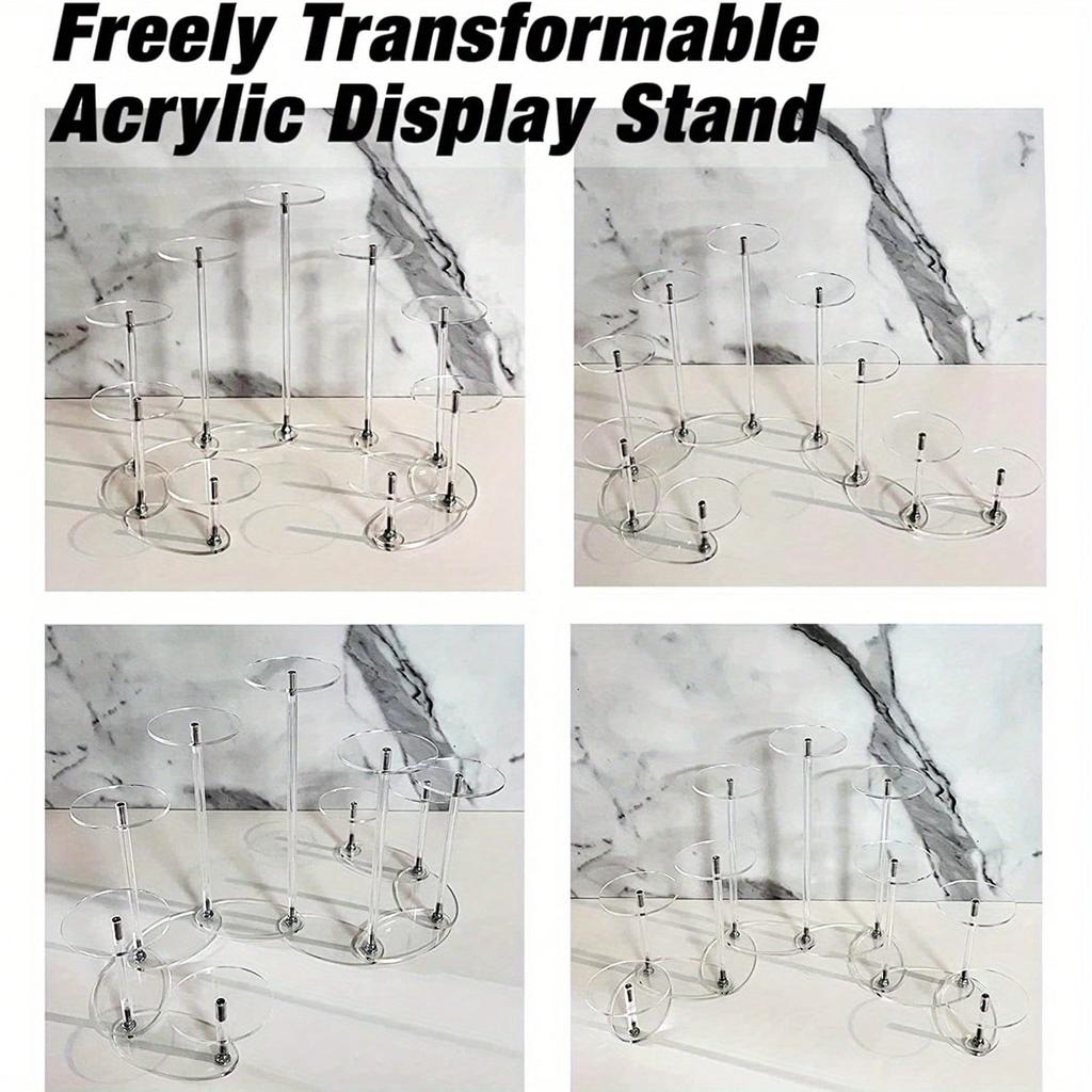 1pc Transformable Acrylic Display Stand 9 Tier Display Risers for FiguresTransparent 360 Degree Rotating Display Rack
