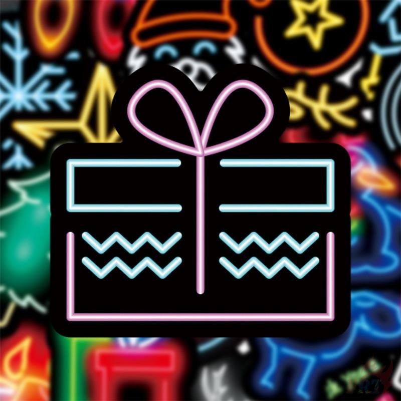 50Pcs/100Pcs Merry Christmas . Neon Color Style Stickers DIY Fashion Waterproof Doodle Decals Stickers