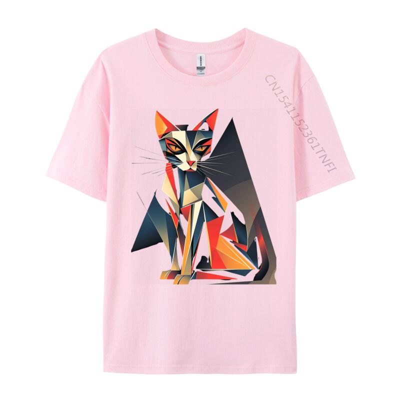Geometric Cat Abstract Modern Art Print Tees Prevailing 3d Printed Cotton Unisex TShirt Cool Luxury Designer TShirts