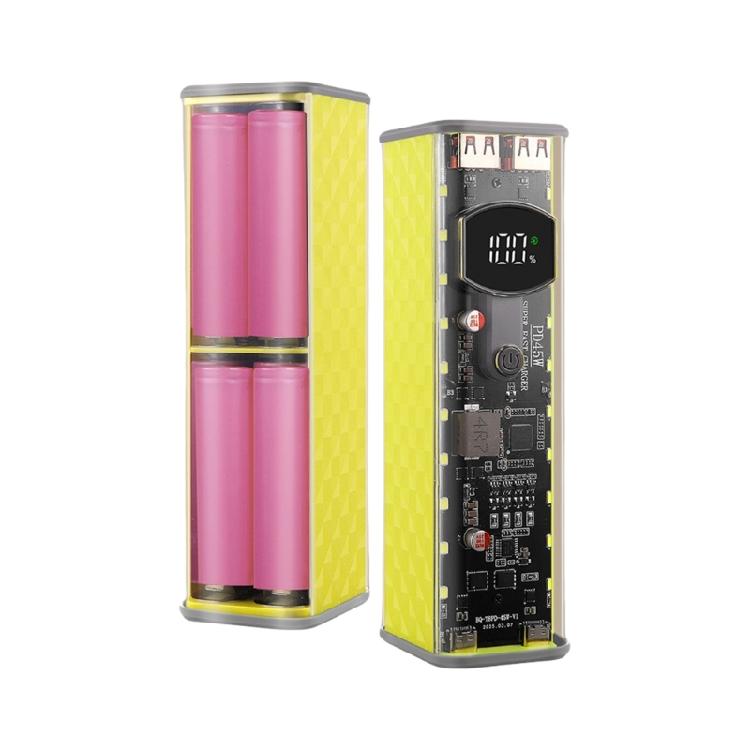 LED Illuminateds 45WPD Fast Charge Battery Case 8x18650 Holder Transparents ABS No Soldering