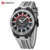 CURREN 8491 Men's Waterproof Quartz Watch with Rubber Strap and Calendar