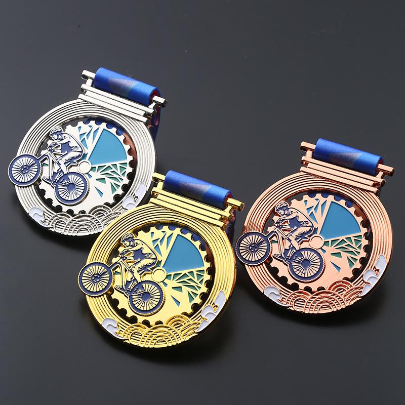 Customized Metal Medal For Cycling Competition Gold Silver Bronze Honor Team School Activity Home Decoration Neck Hanging 1Pc