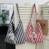 Large capacity striped bag women's new trendy fashion tote bag female college student class handbag female