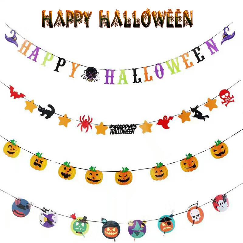 Pendant Flag Halloween Pumpkin Paper Art Party Scenes Layout Pennants Decoration