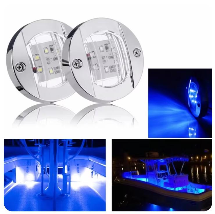 1-4pcs Blue+White Marine Boat LED Deck Courtesy Lights Waterproof Stern Transom Lamp