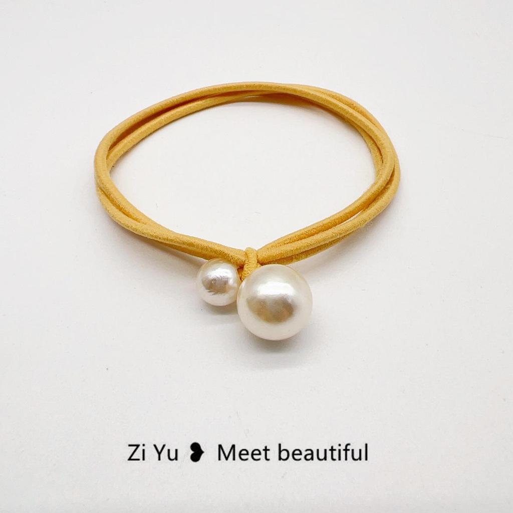 Inel de păr elegant cu perle: Bentiță Elastică cu Nod Coreean