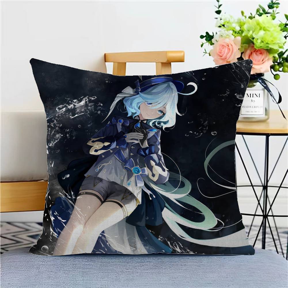 Anime Game Genshin Impact Furina Cushion Cover Inches Farmhouse Decor Home Throw Pillow Covers for Couch Decorations