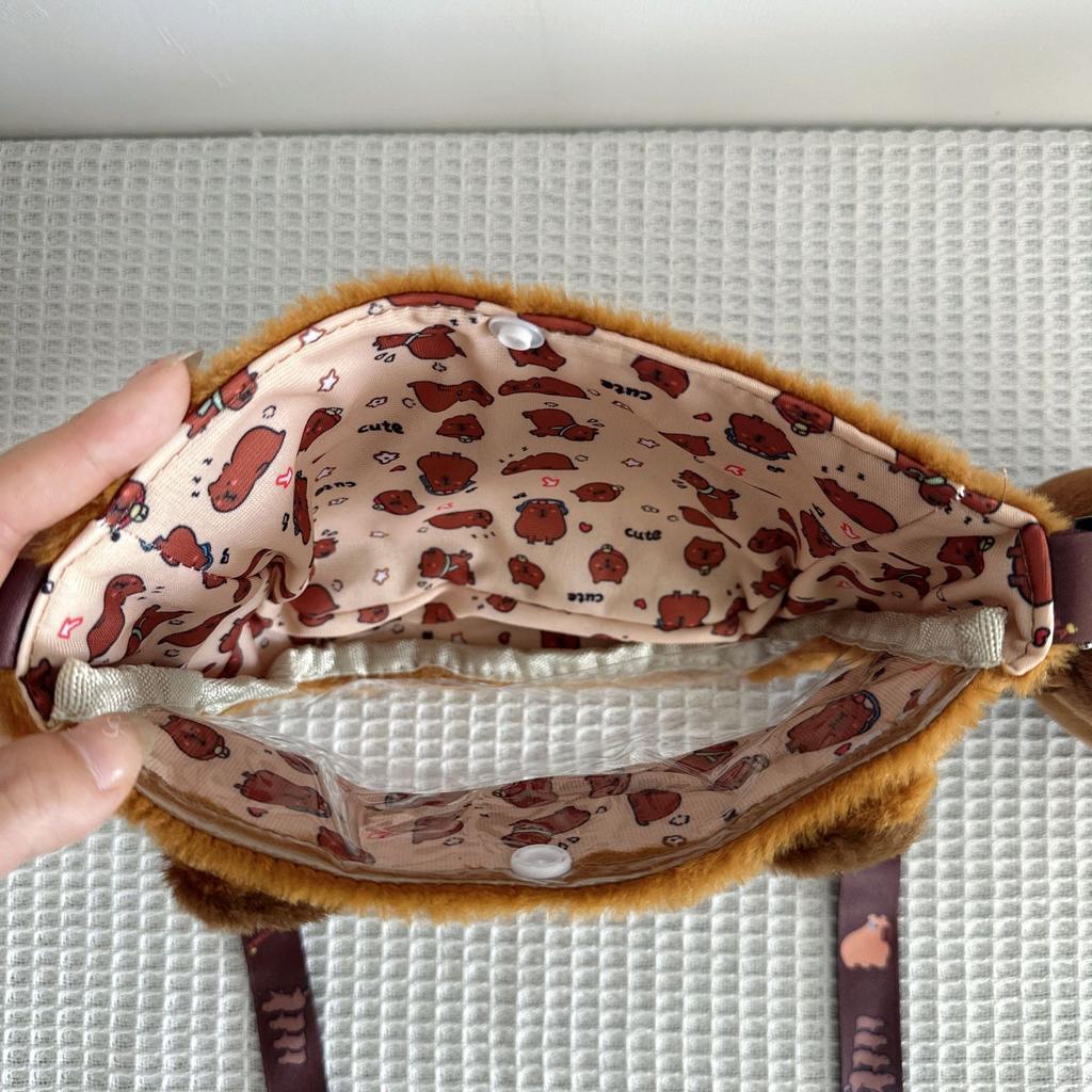 ins cute cartoon flower cloth perspective small pain bag girl diagonal span mobile phone storage bag kapibara doll bag